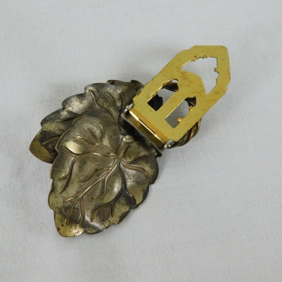 Set of 3 Leaves Leaf Layered Brass Tone Metal Vintage Dress Scarf Clips Textured - Picture 4 of 8